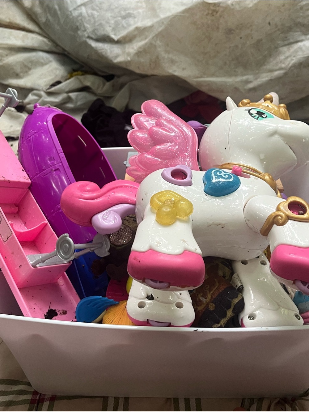 White and Pink Toy Pegasus Unicorn Figure with Accessories